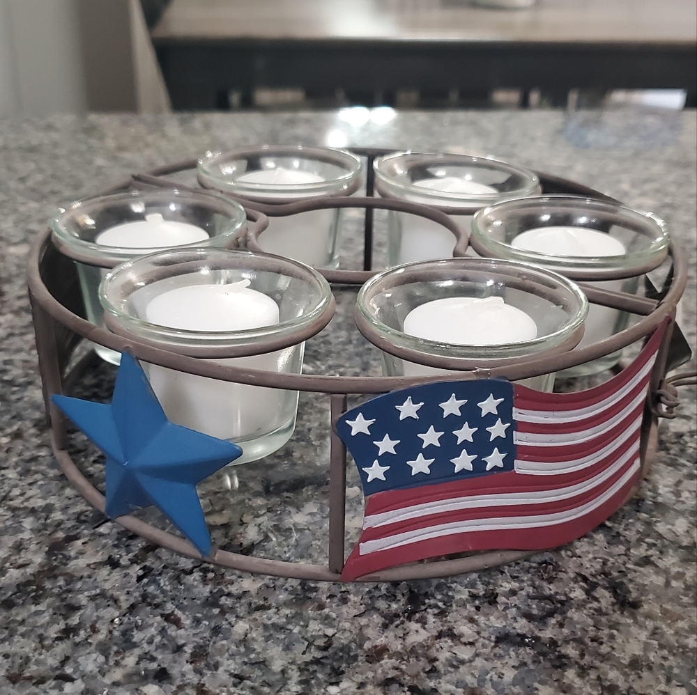 8" Patriotic Table Umbrella Pole Candle Holder